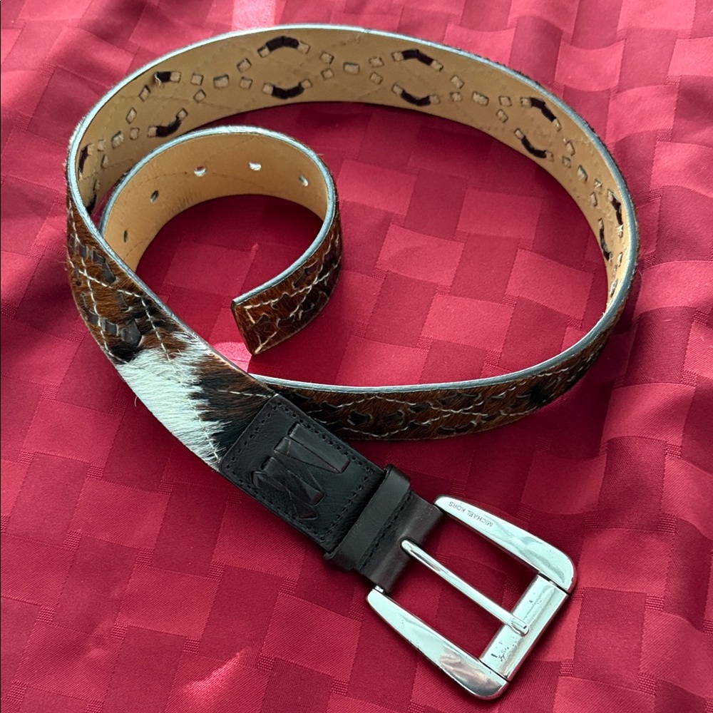 Michael Kors Brown and Black Patterned Belt